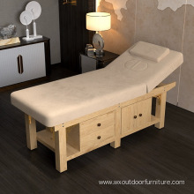 Portable Modern Adjustable Wood Frames Body Spa Facial Beauty Salon Folding Massage Bed with Storage Cabinet